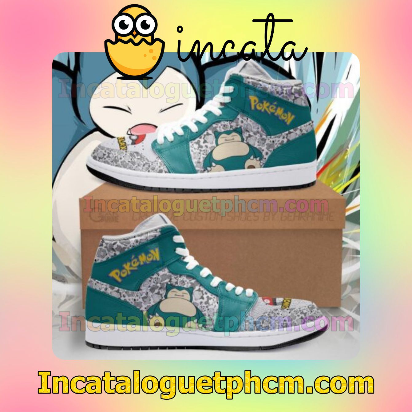 Snorlax Cute Pokemon Air Jordan 1 Inspired Shoes