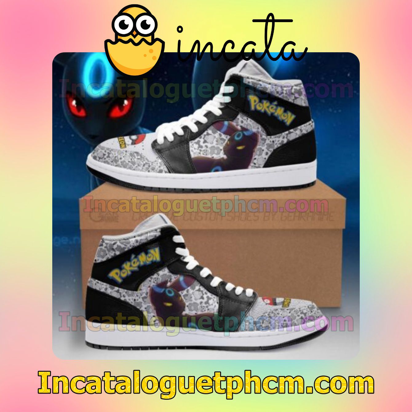 Umbreon Cute Pokemon Air Jordan 1 Inspired Shoes