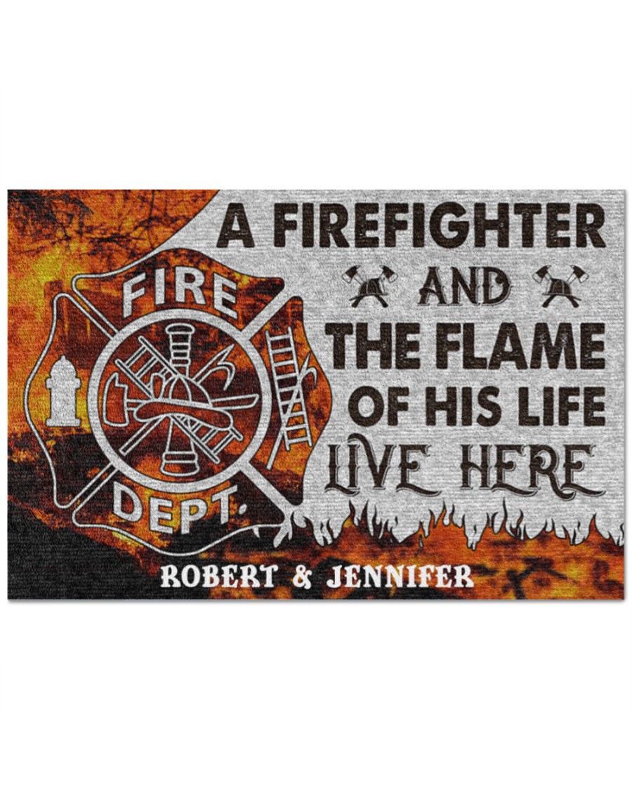 Personalized-A-firefighter-and-the-flame-of-his-life-live-here-doormat