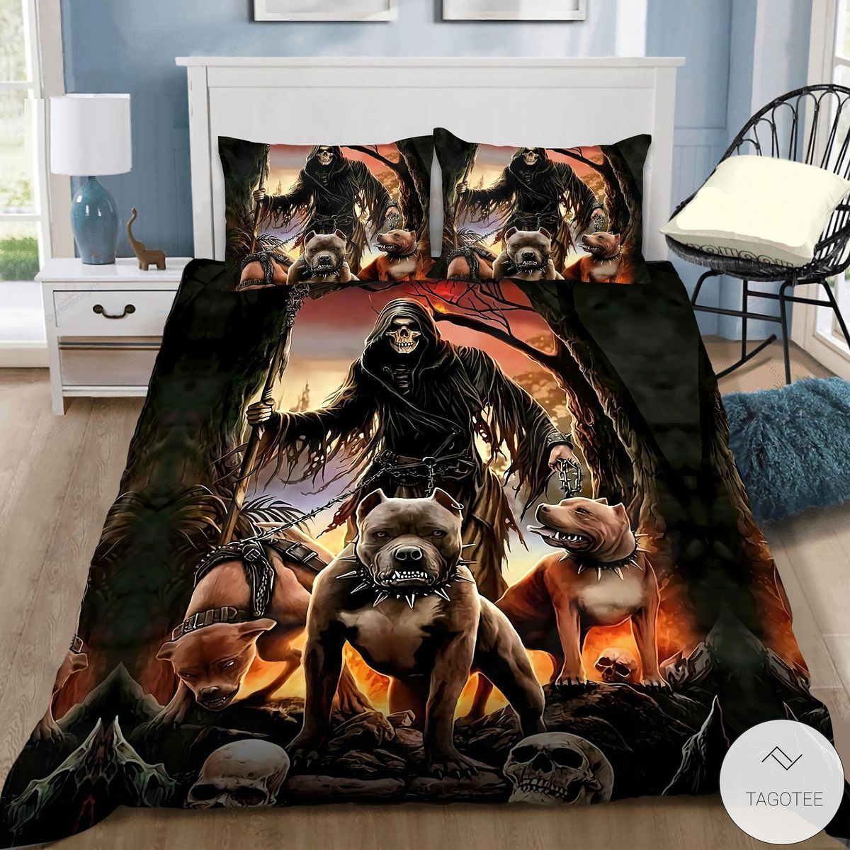 God-Of-The-Death-With-Pitbull-Bedding-Set