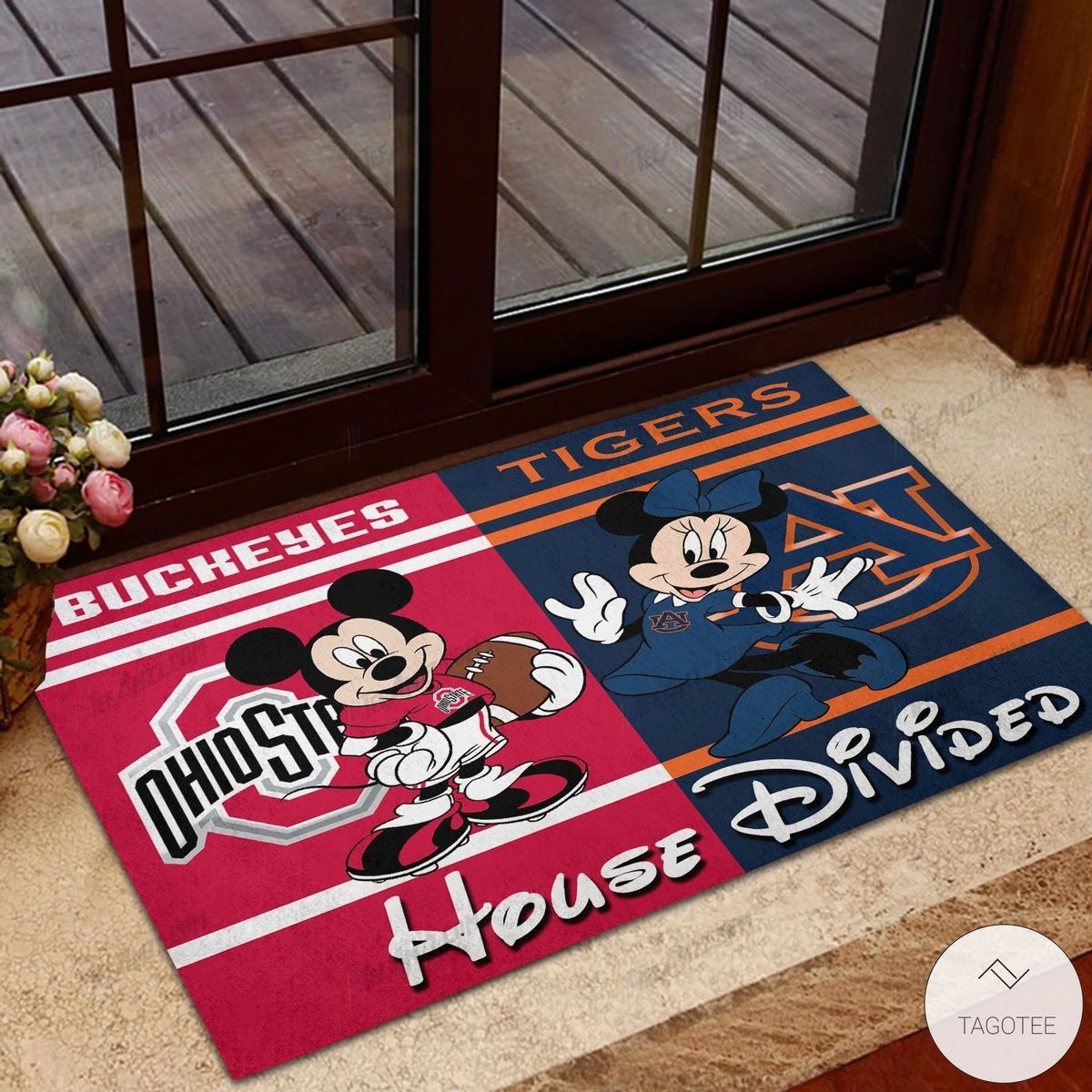 Buckeyes-Ohio-State-House-Divided-Auburn-Tigers-Mickey-Mouse-And-Minnie-Mouse-Doormat