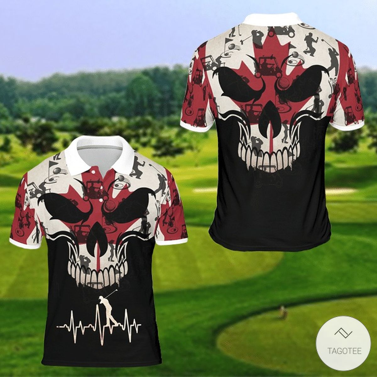 Canada-Skull-FLag-Golf-Polo-Shirt