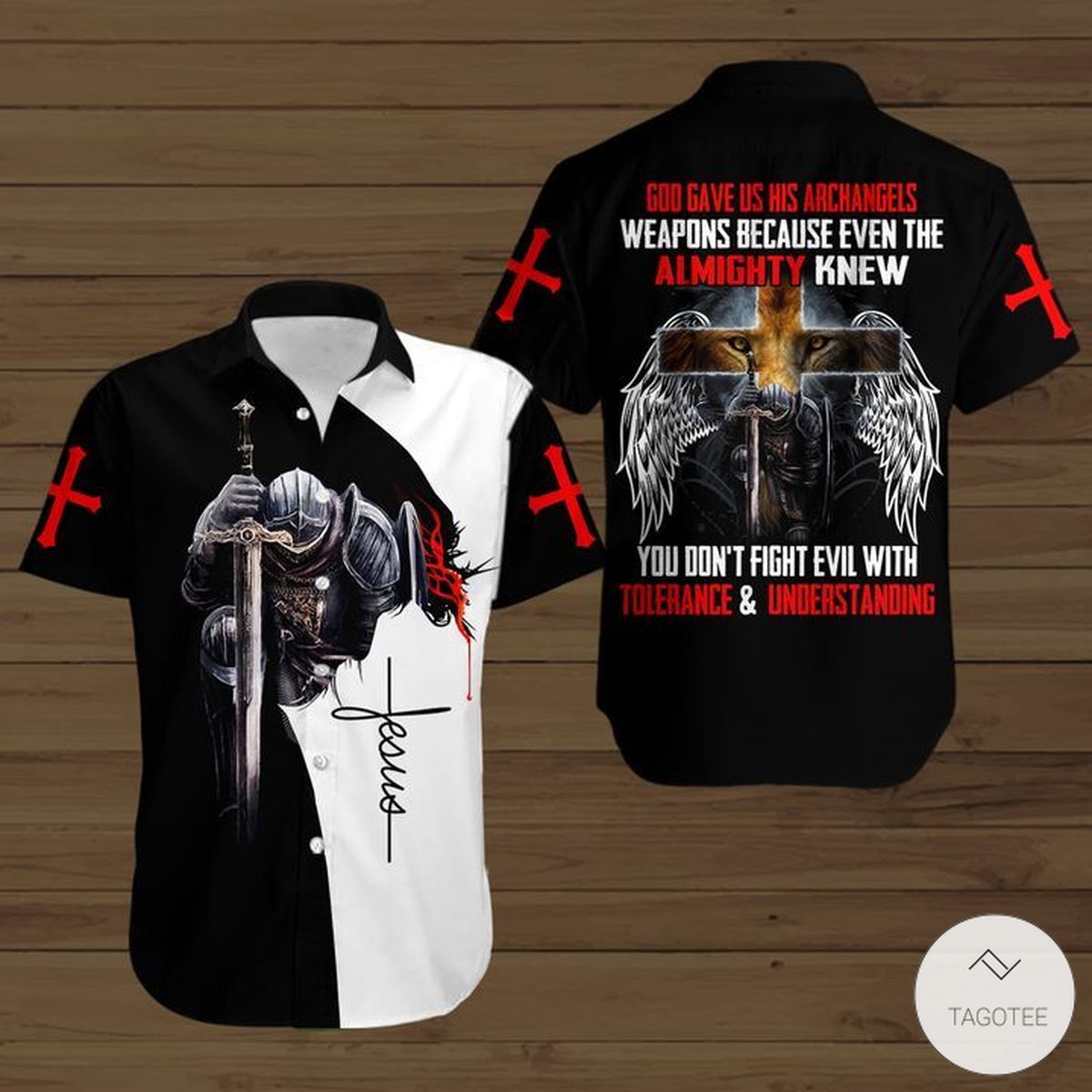 God-Gave-His-Archangels-Weapons-Because-Even-The-Almighty-Knew-Button-Shirt