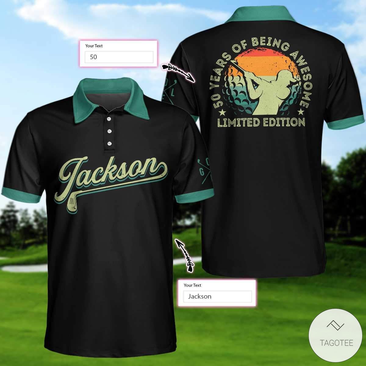 Personalized-Awesome-Golfer-50-Years-Of-Being-Awesome-Polo-Shirt