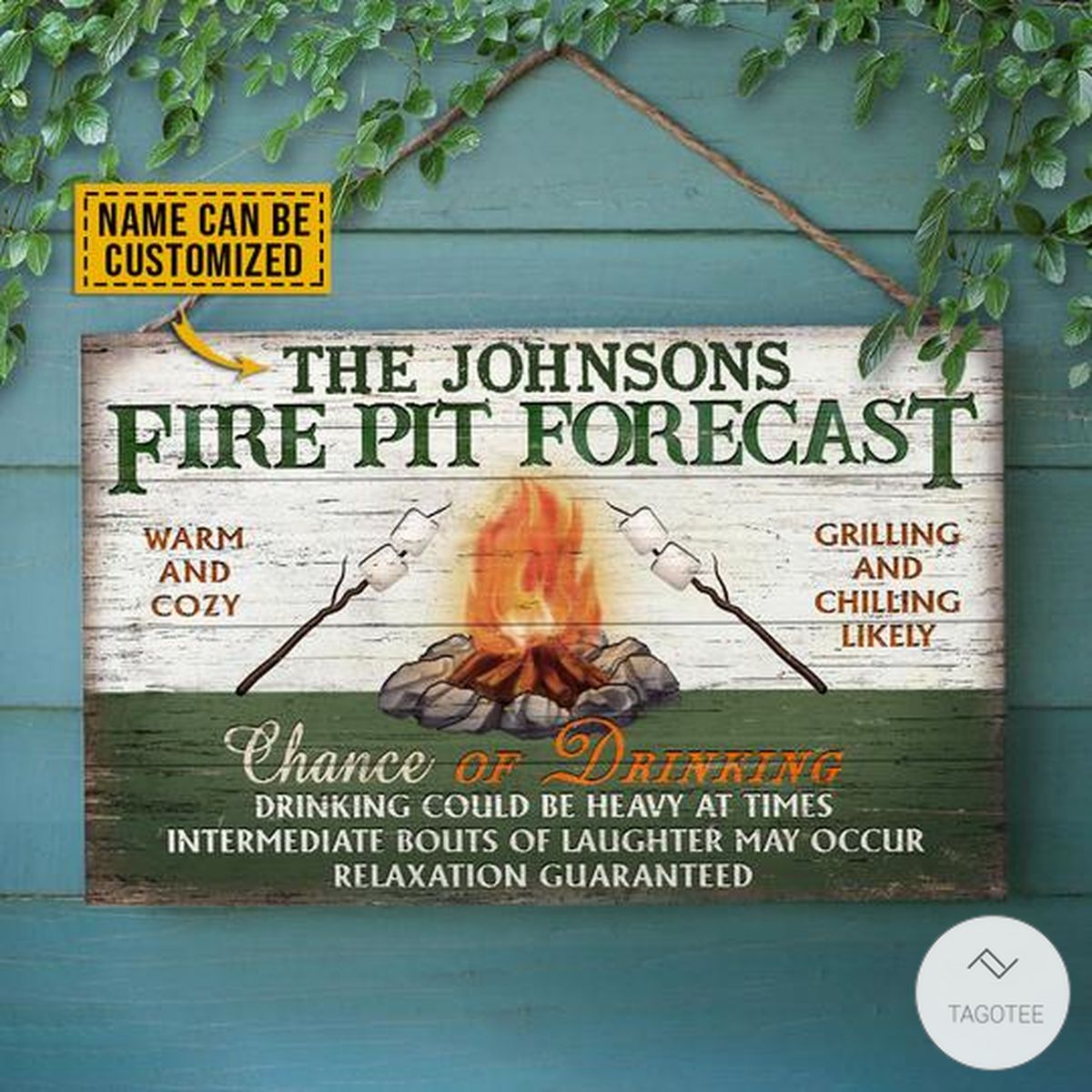 Personalized-Camping-Fire-Pit-Forecast-Chance-Of-Drinking-Rectangle-Wood-Sign