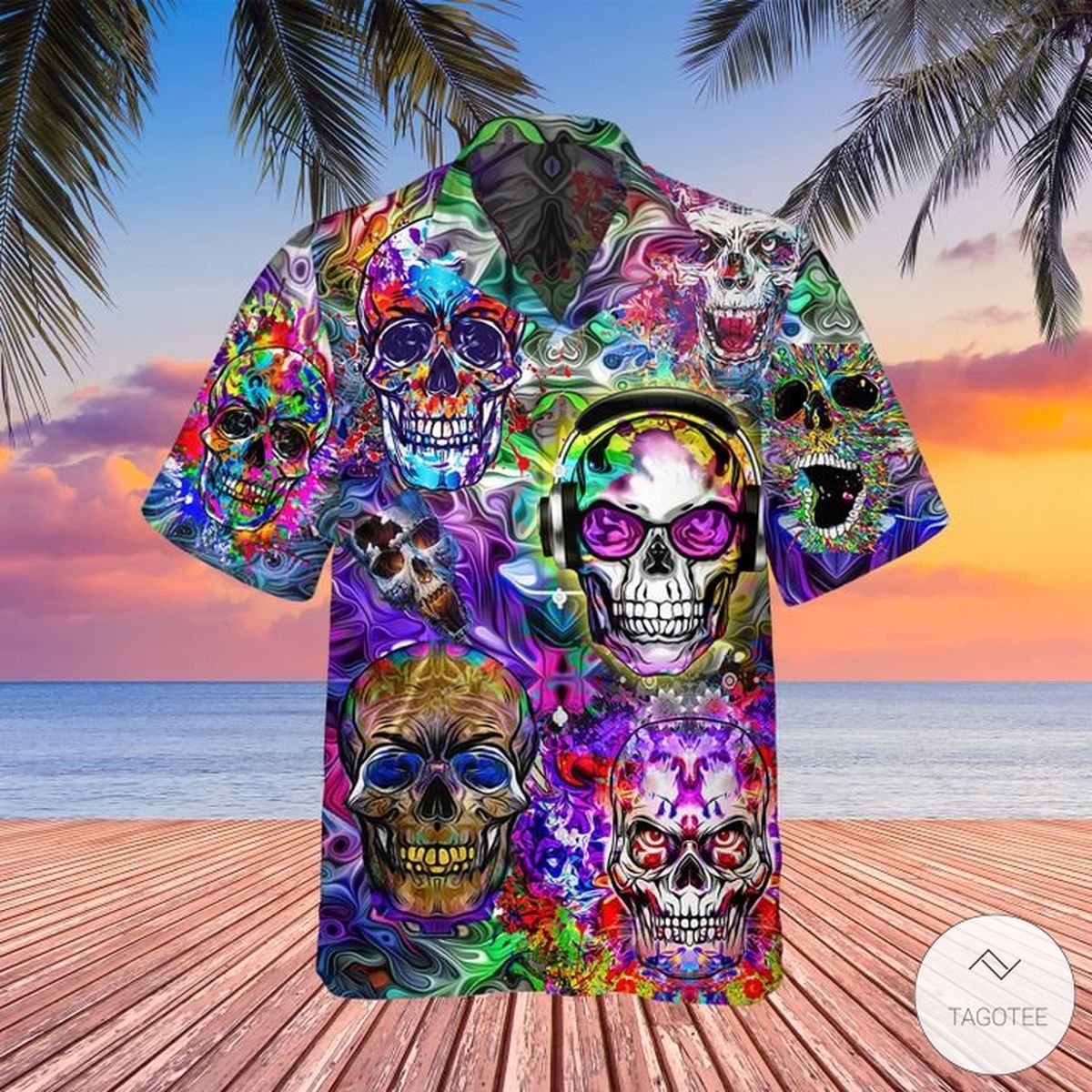Skull-Colorful-Hawaiian-Shirt