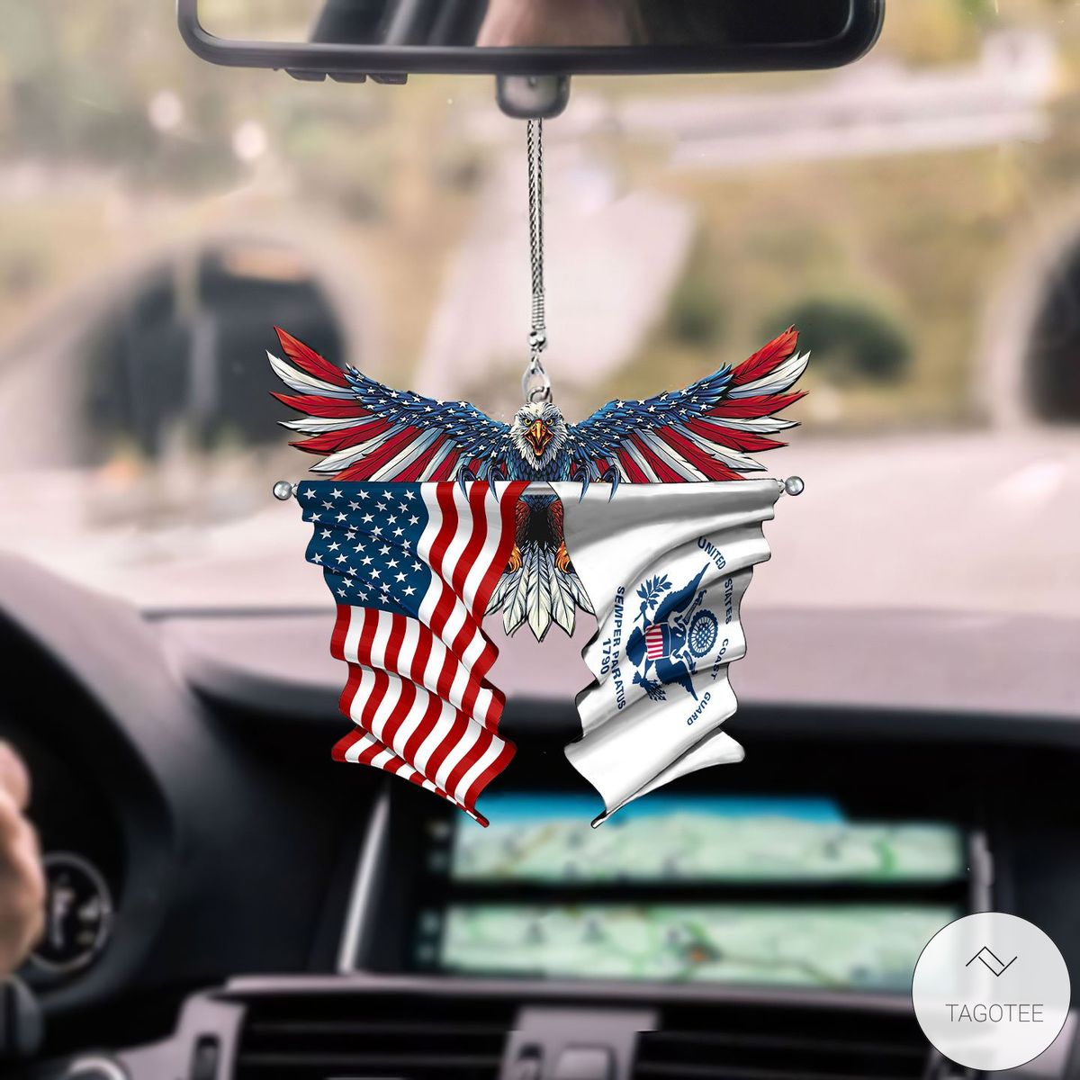 US-Coast-Guard-And-United-States-Eagle-Flag-Car-Hanging-Ornament