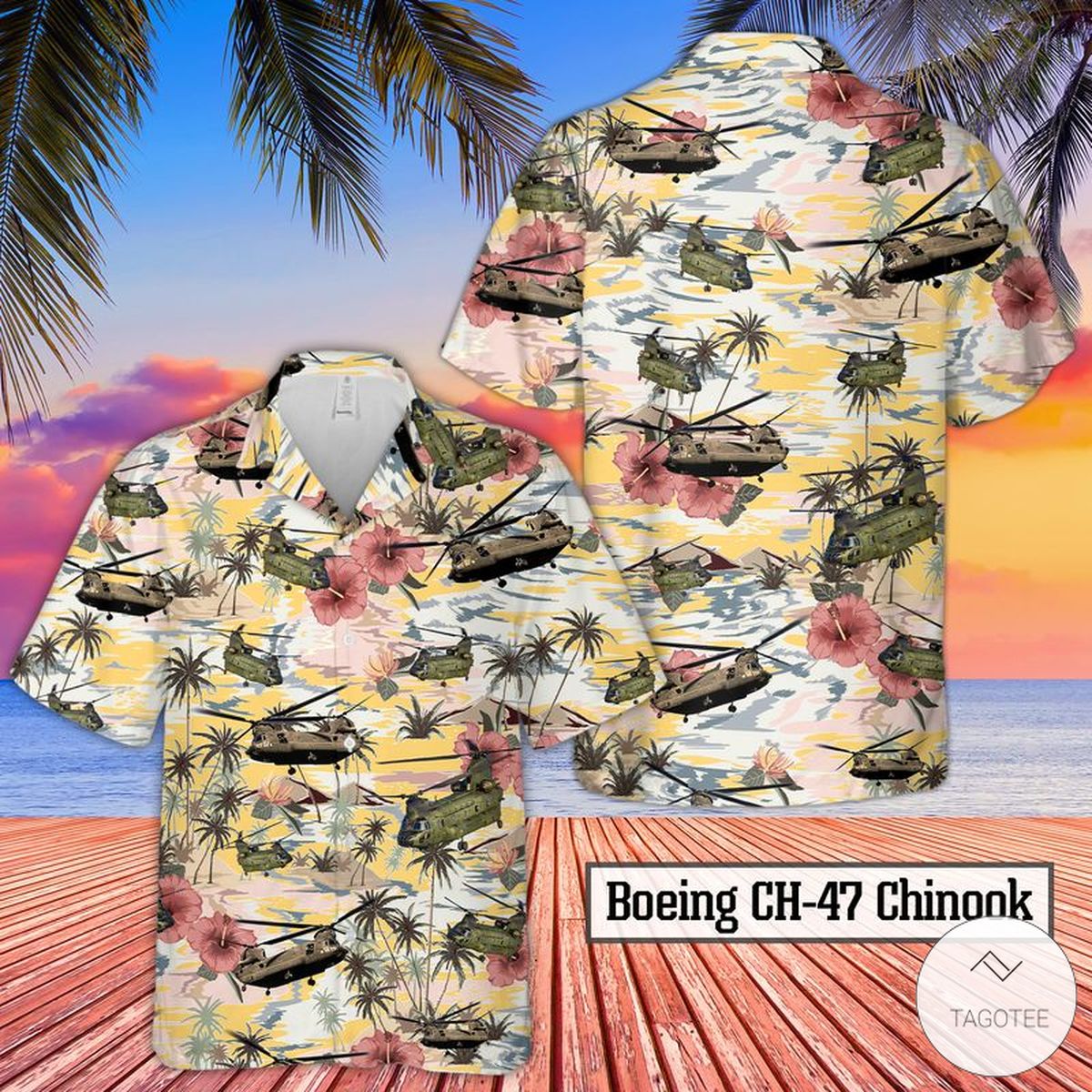 Army Boeing CH-47 Chinook Hawaiian Shirt