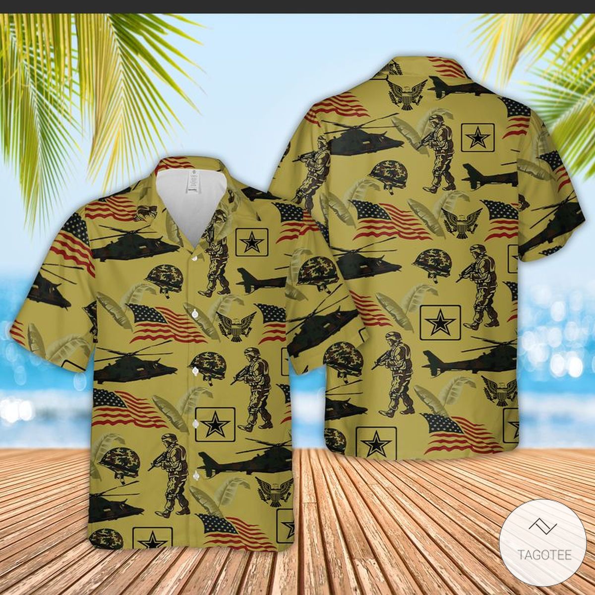 Army Short Sleeve Hawaiian Shirt