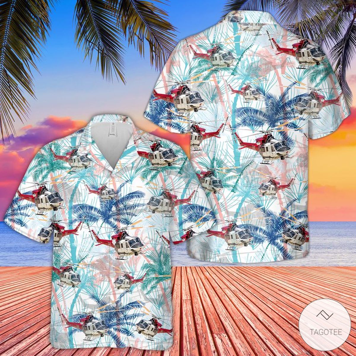 Bell 412EP of the Los Angeles City Fire Department Hawaiian Shirt
