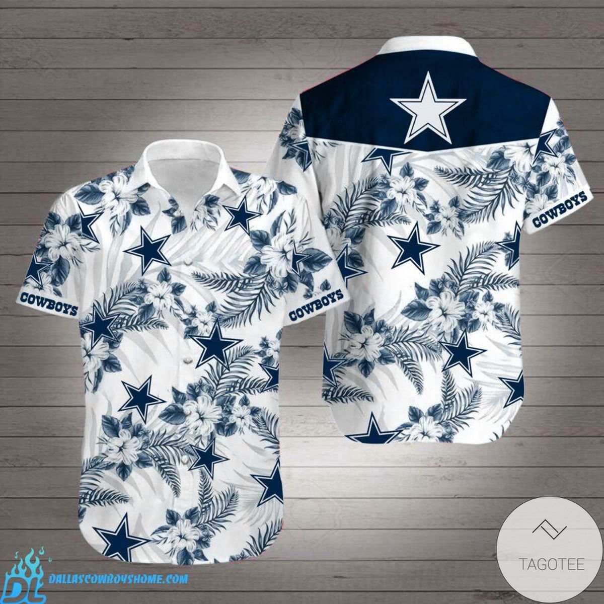 Dallas Cowboys Aloha Tropical Flower Short Sleeve Hawaiian Shirt