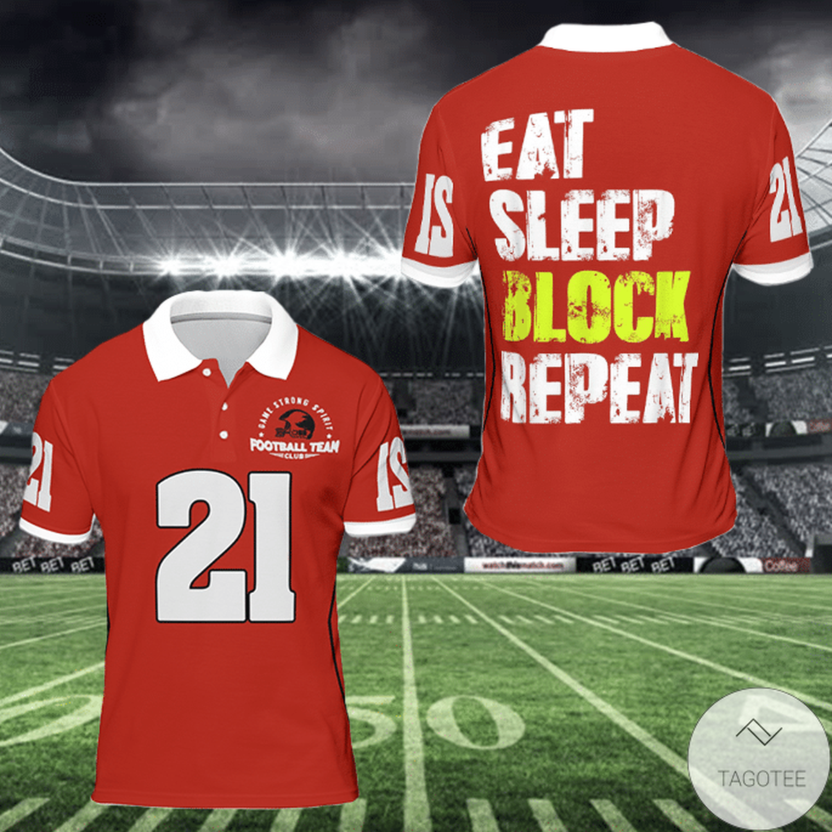 Eat-Sleep-Block-Repeat-American-Football-Polo-Shirt
