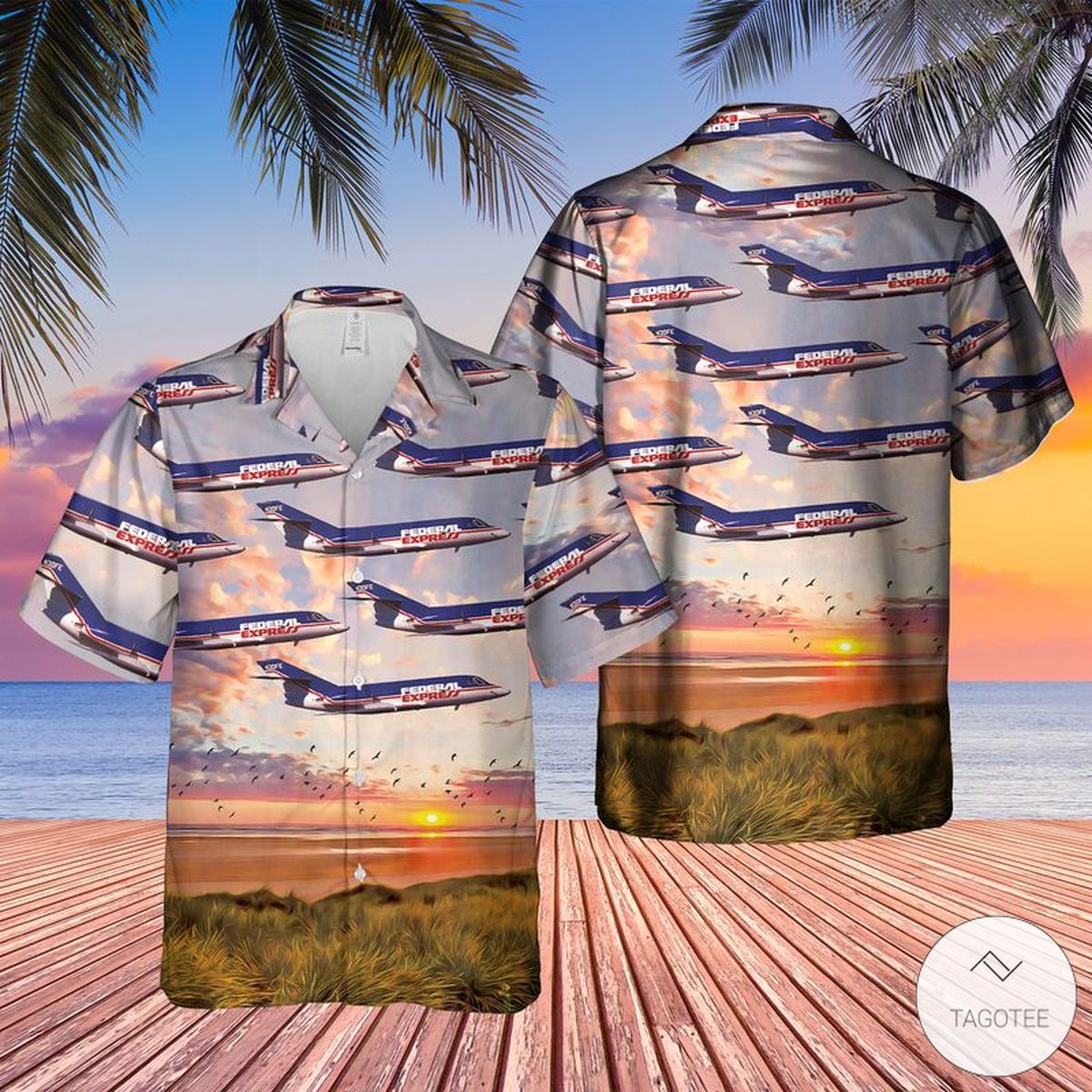FedEx Express Dassault Falcon 20 Vintage Hawaiian Shirt