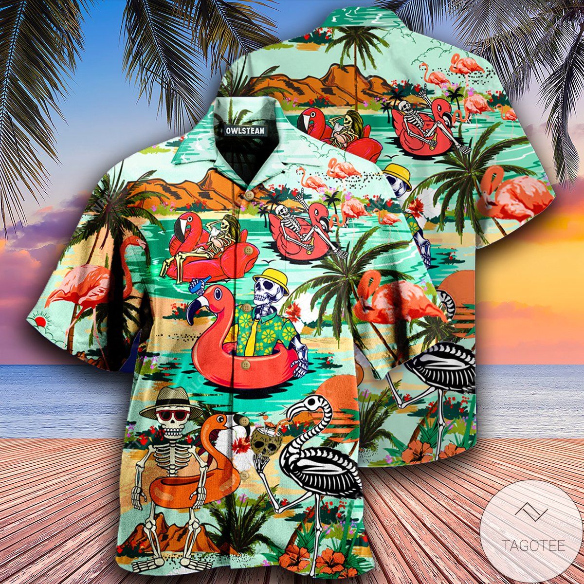 Flamingo Skull Hawaiian Shirt