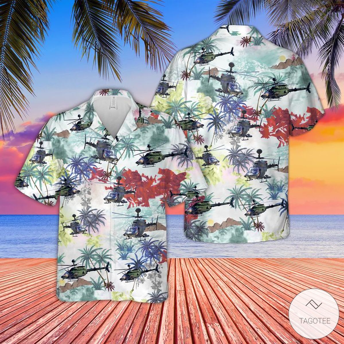 Helicopter Army Colorful Hawaiian Shirt