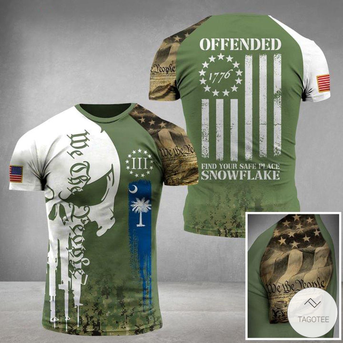 Offended Find Your Safe Place Snowflake Skull Military 3D T-shirt