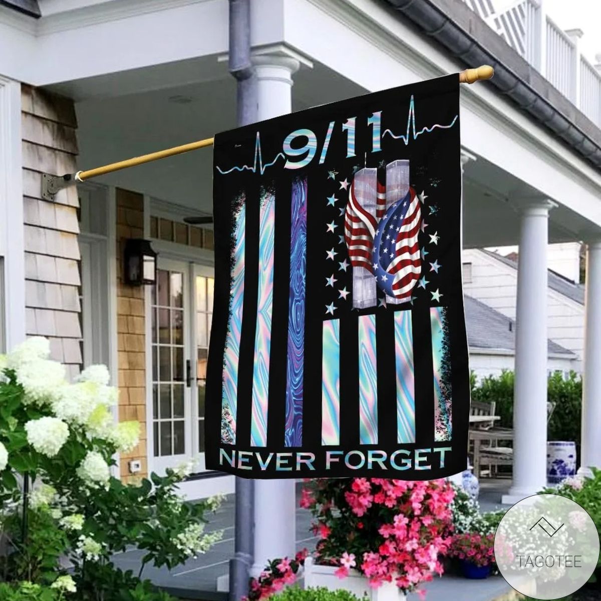 Patriot Day 9/11 Never Forget Hologram House Flag