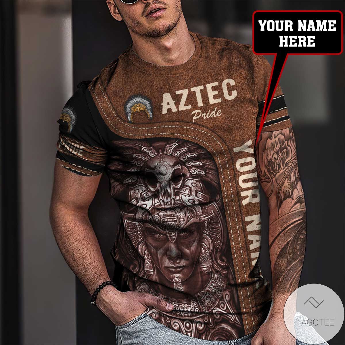 Personalized Aztec Pride Leather 3D T-shirt