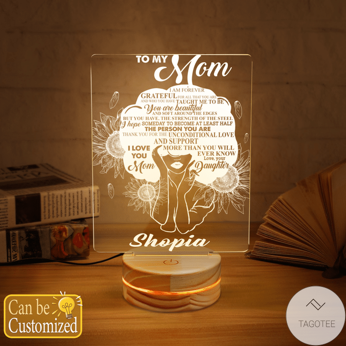 Personalized Black Girl To My Mom I Am Forever Grateful For All That You Are UV LED Lamp