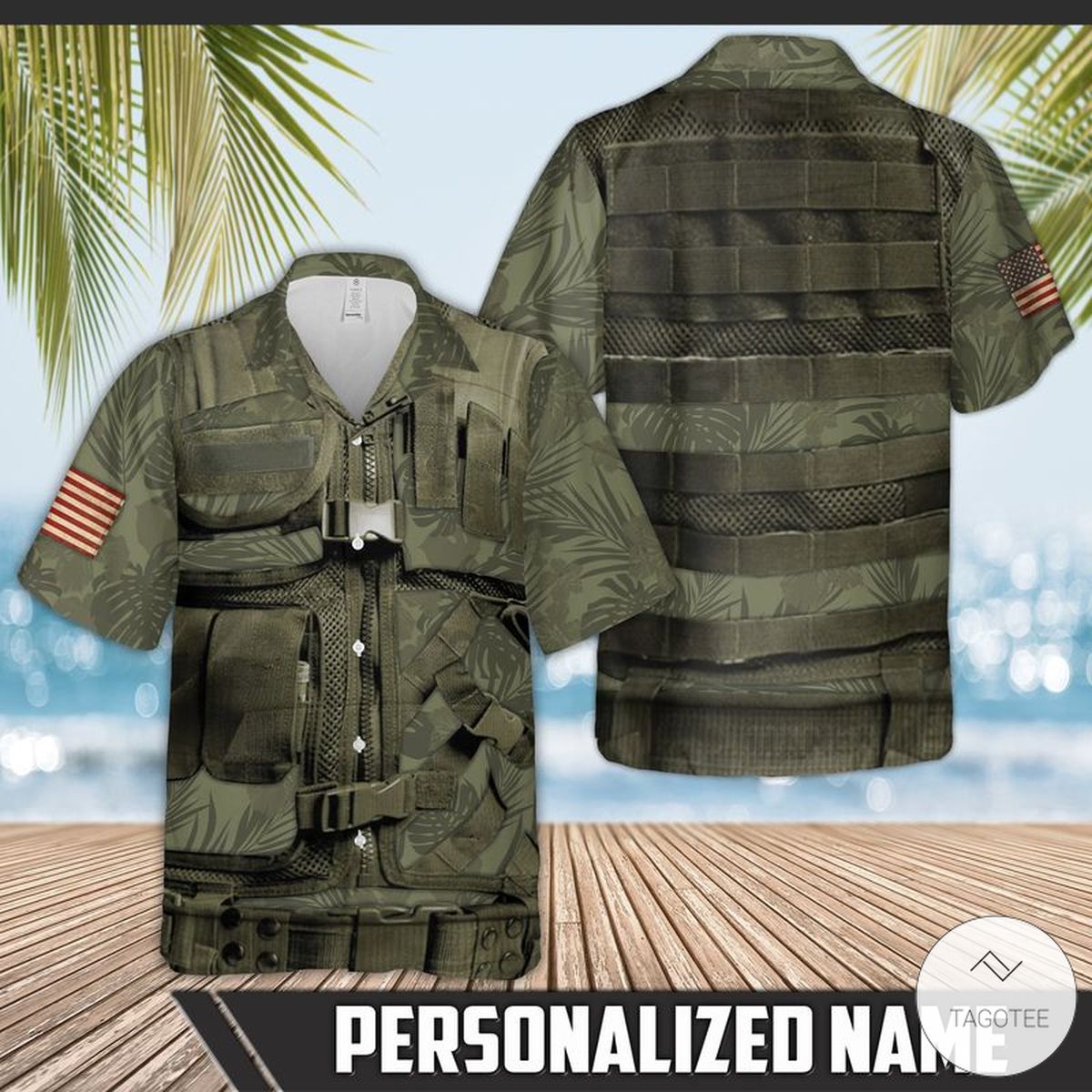 Personalized Custom Name US Army Short Sleeve Hawaiian Shirt