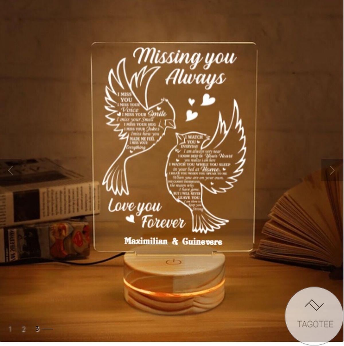 Personalized Missing You Always Love You Forever Cardinal Couple UV LED Lamp