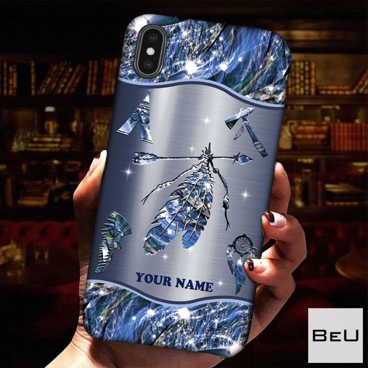 Personalized Native American Blue Sparkling Stone Phone Case