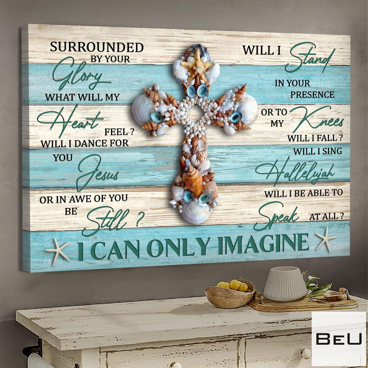 Seashell Cross I can only Imagine Jesus Canvas