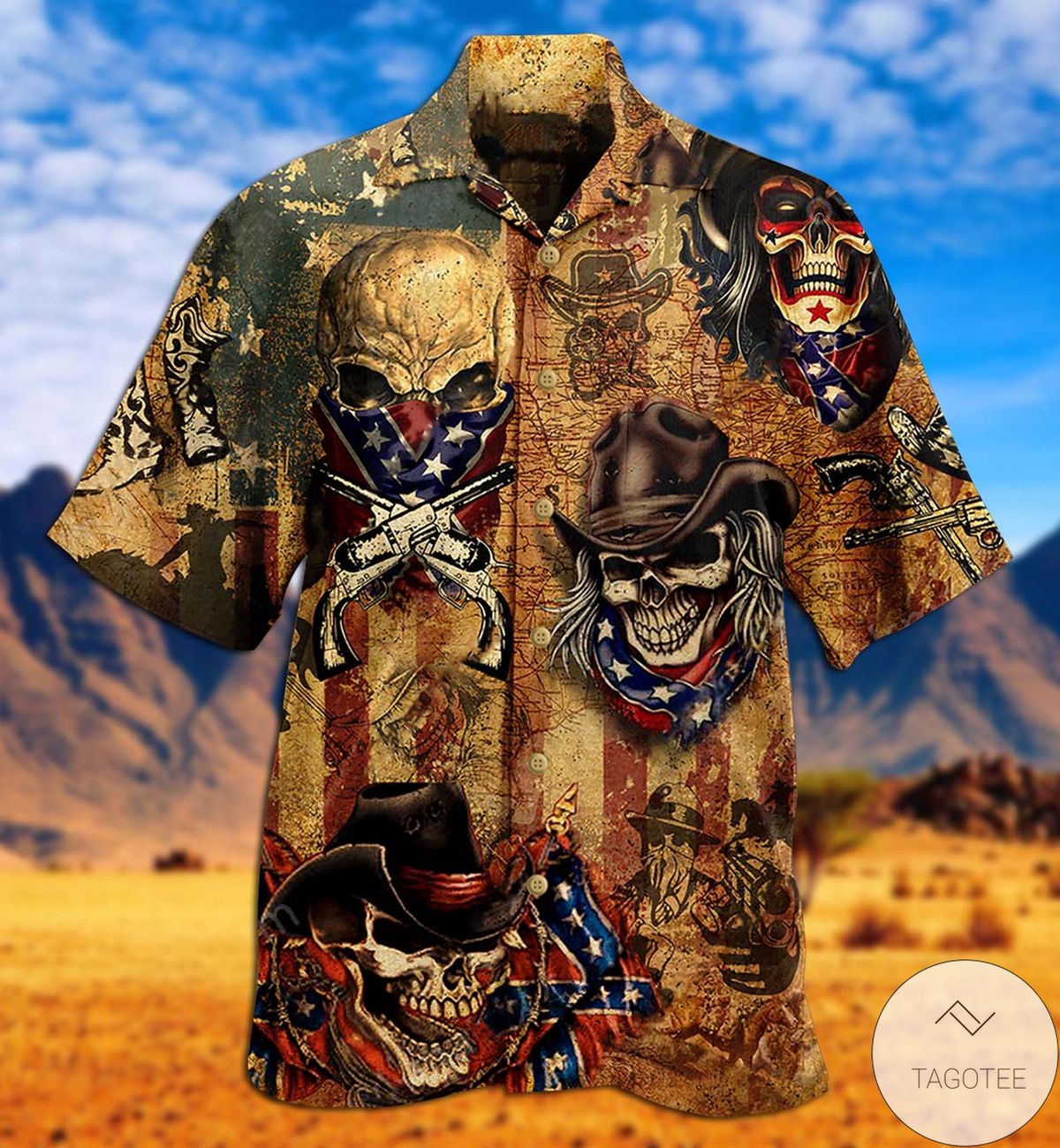 Skull Cowboy American Hawaiian Shirt