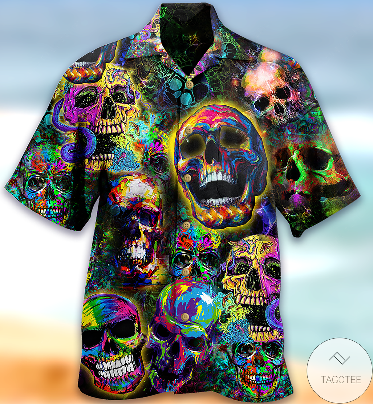 Skull Smiley Colorful Hawaiian Shirt
