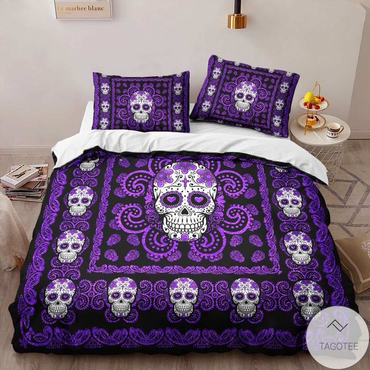 Sugar Skull Purple Pattern Bedding Sets