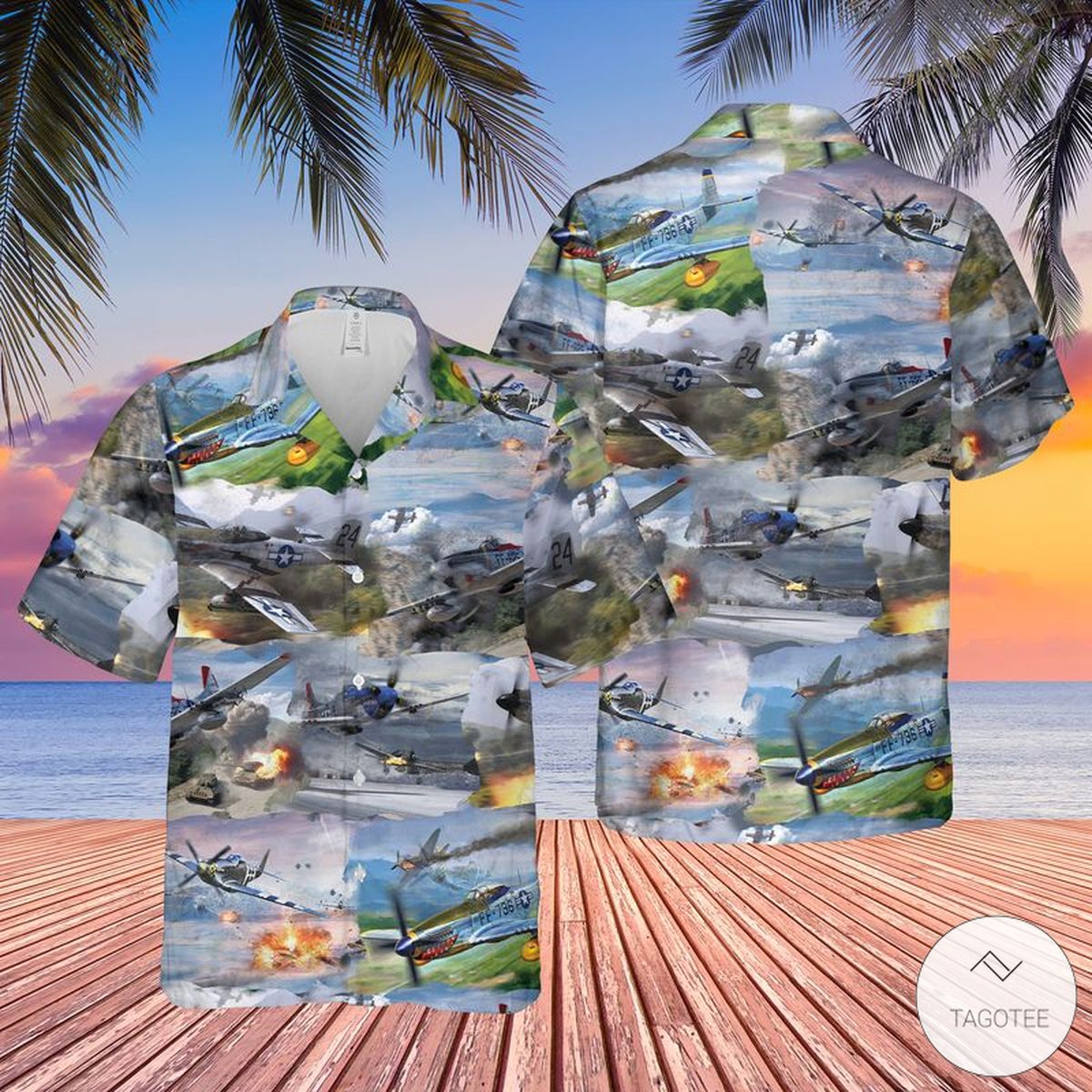 US Air Forces North American P-51 Mustang Hawaiian Shirt