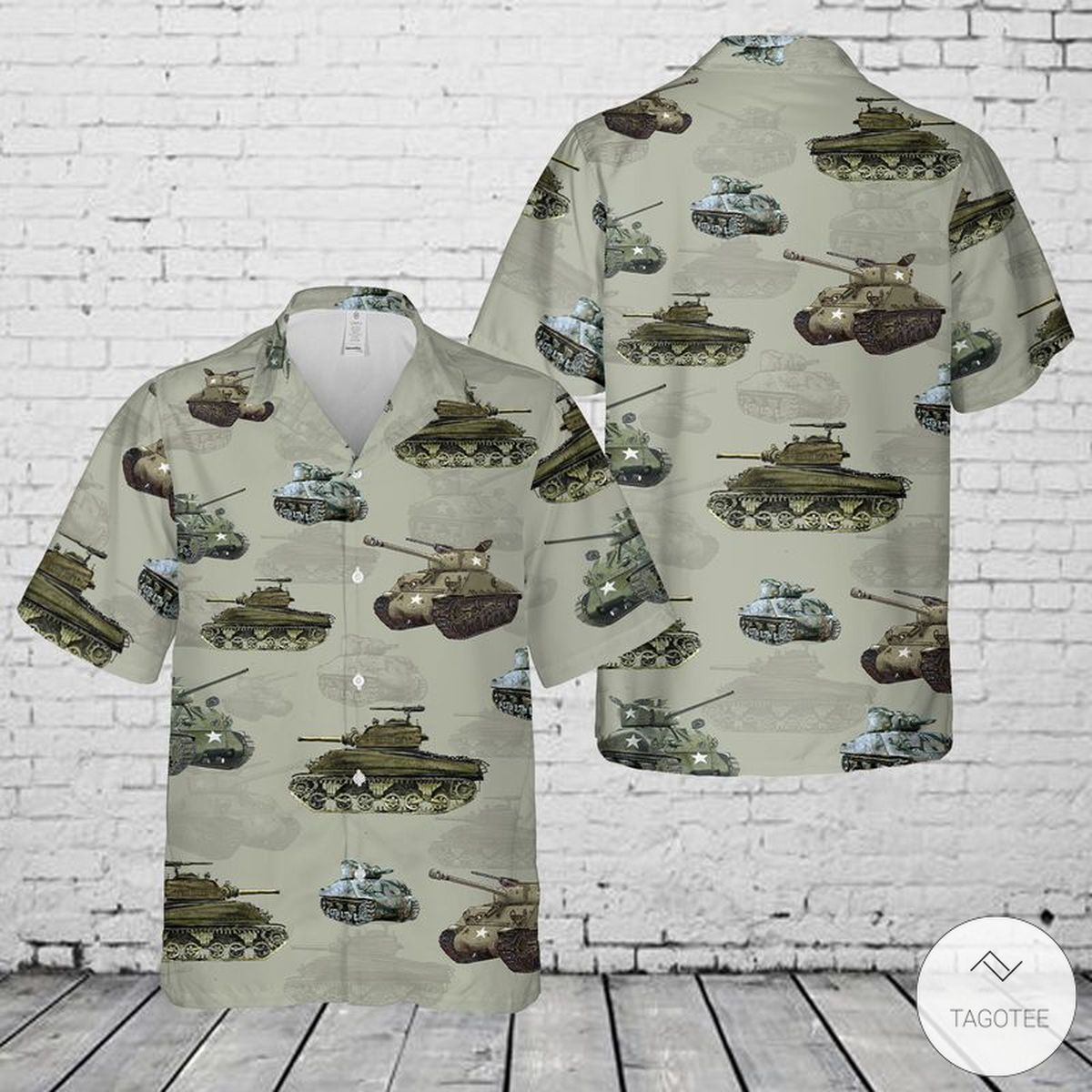 US Military M4 Sherman Tank Hawaiian Shirt