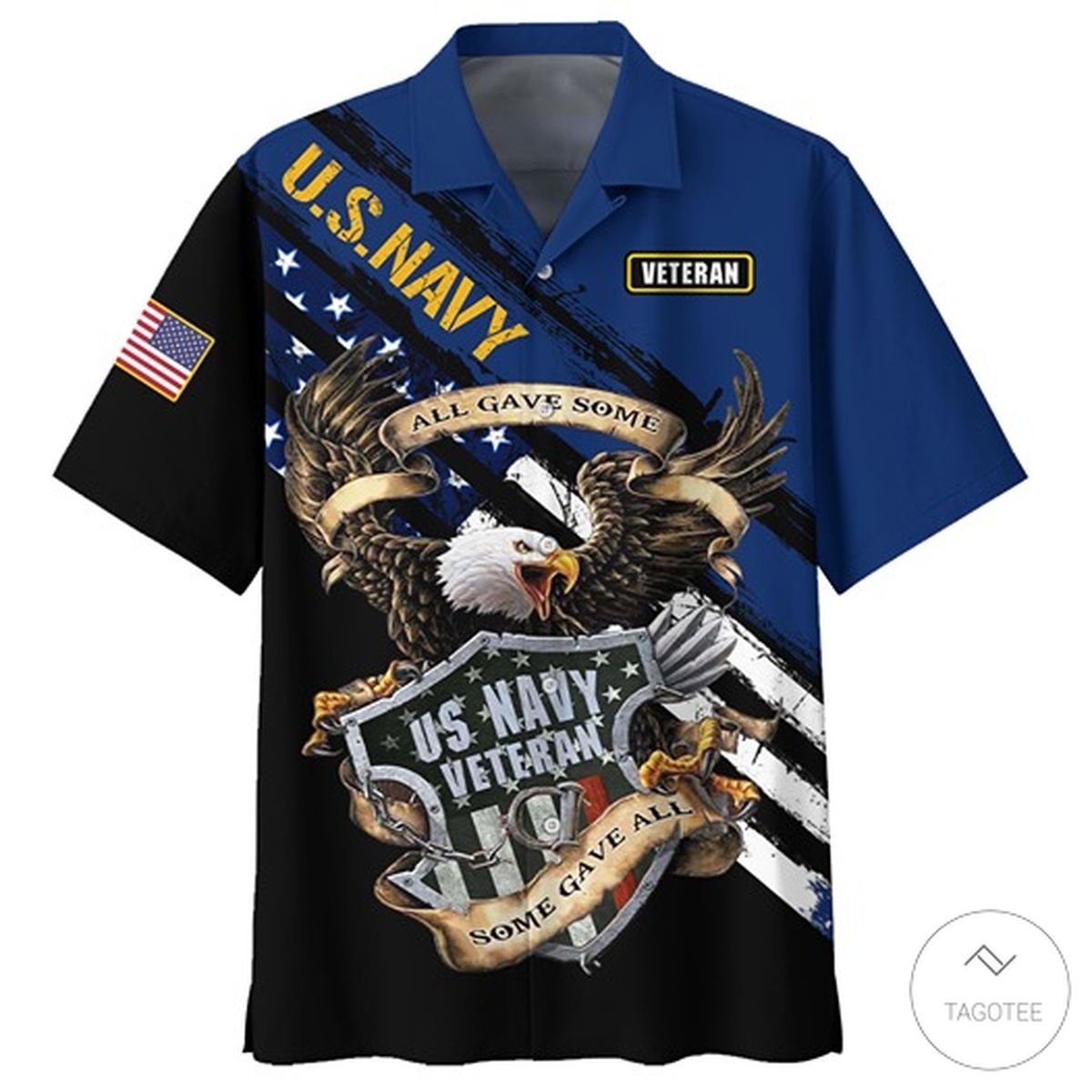 US Navy Veteran Eagle Flag Hawaiian Shirt