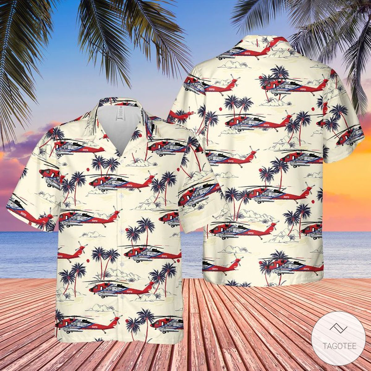 US San Diego Fire-Rescue Helicopter Hawaiian Shirt