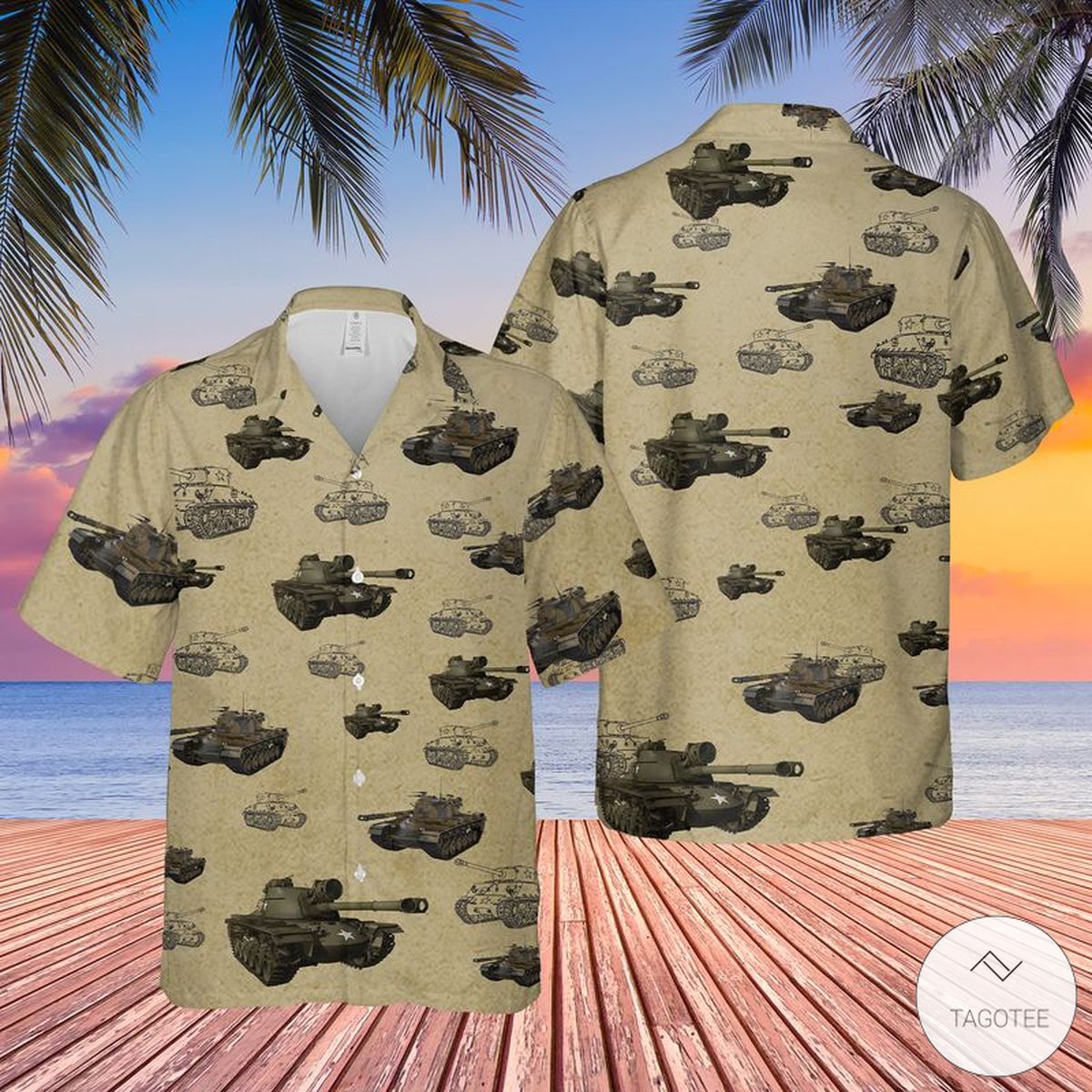 United States Army M48 Patton Tank Hawaiian Shirt