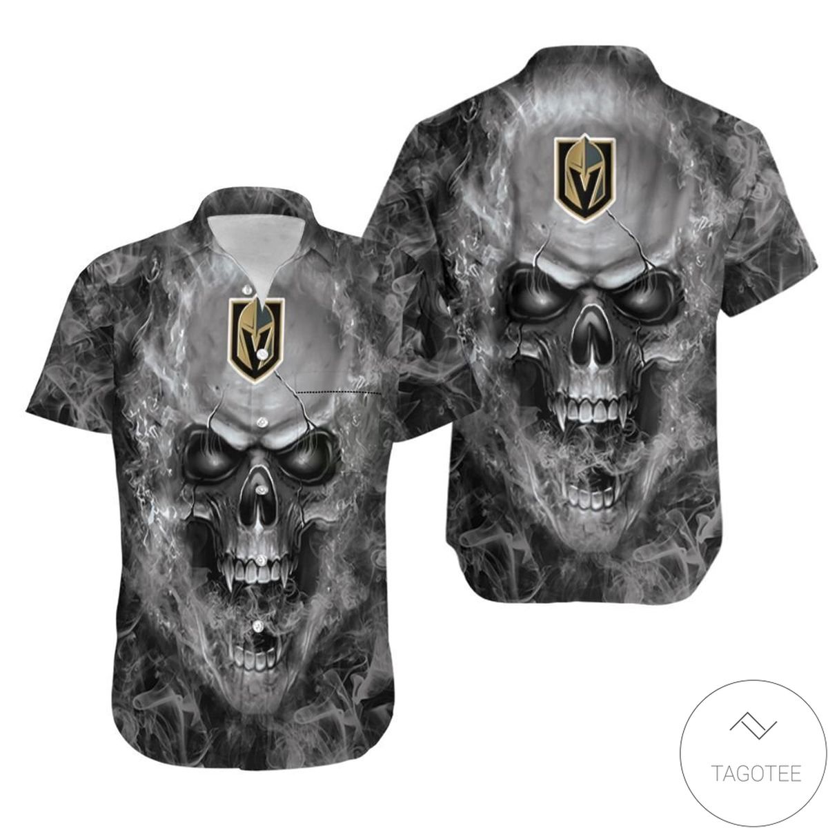 Vegas Golden Knights NHL Skull Hawaiian Shirt