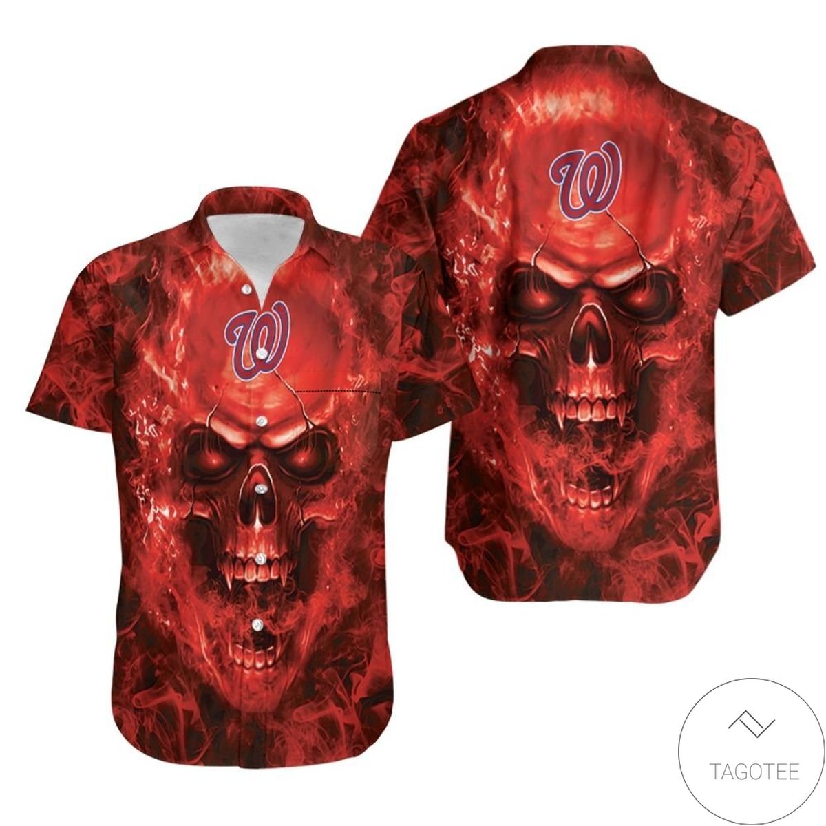 Washington Nationals MLB Skull Hawaiian Shirt
