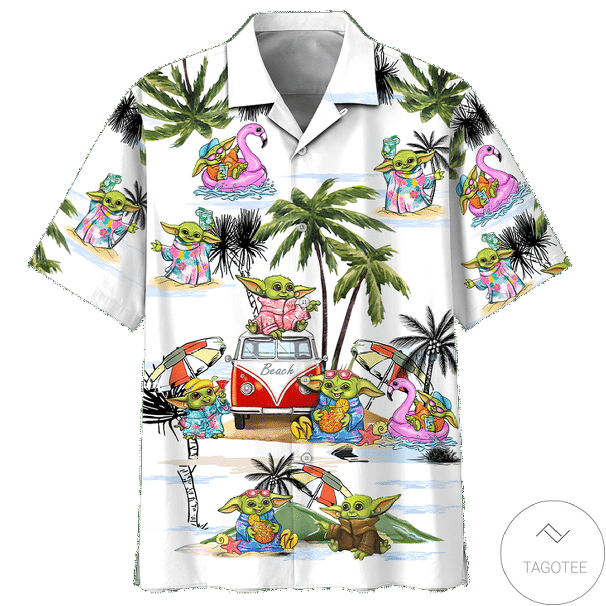 Baby Yoda Beach Vacation Summer Time Hawaiian Shirt