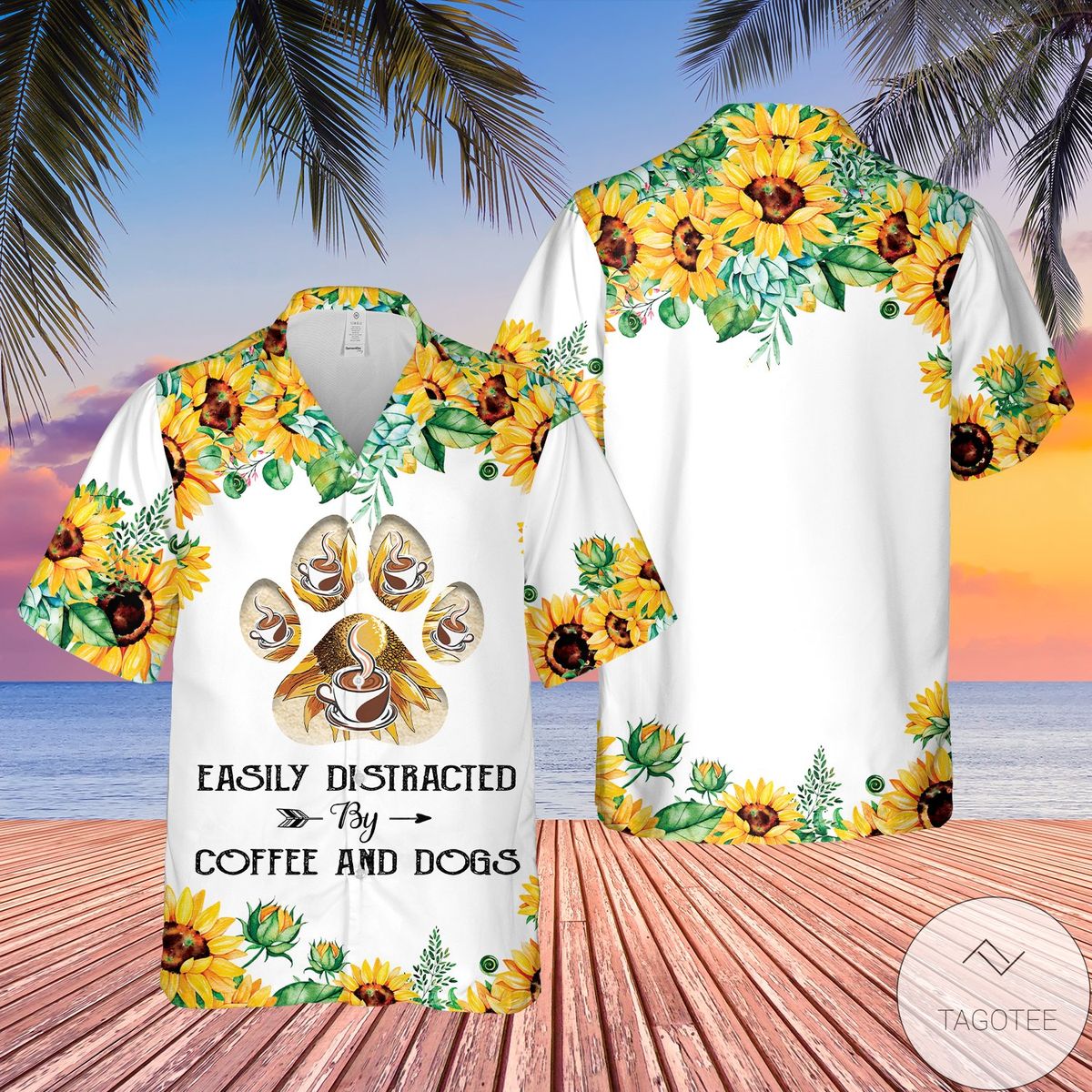 Dog And Coffee Easily Distracted Hawaiian Shirt