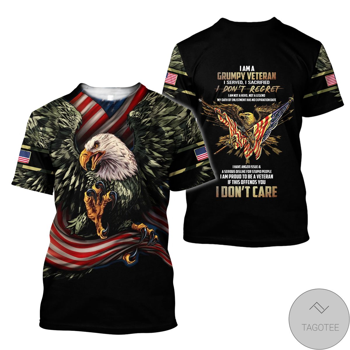 Eagle Us Grumpy Veteran 3D All Over Print Hoodie