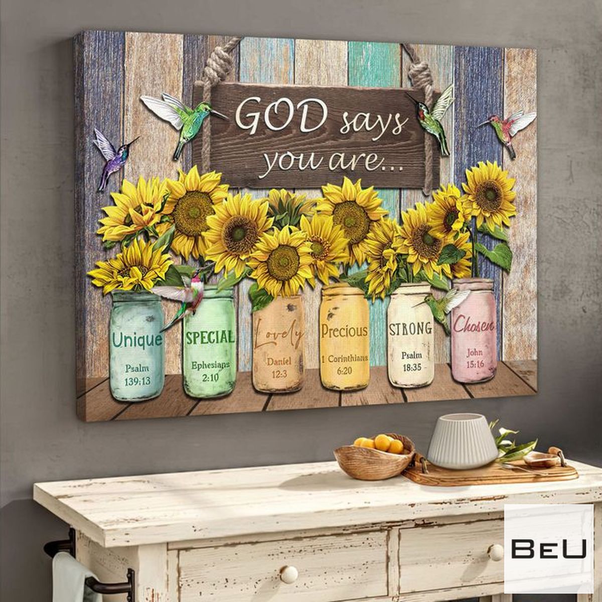 God Say You Are Hummingbird Sunflowers Canvas