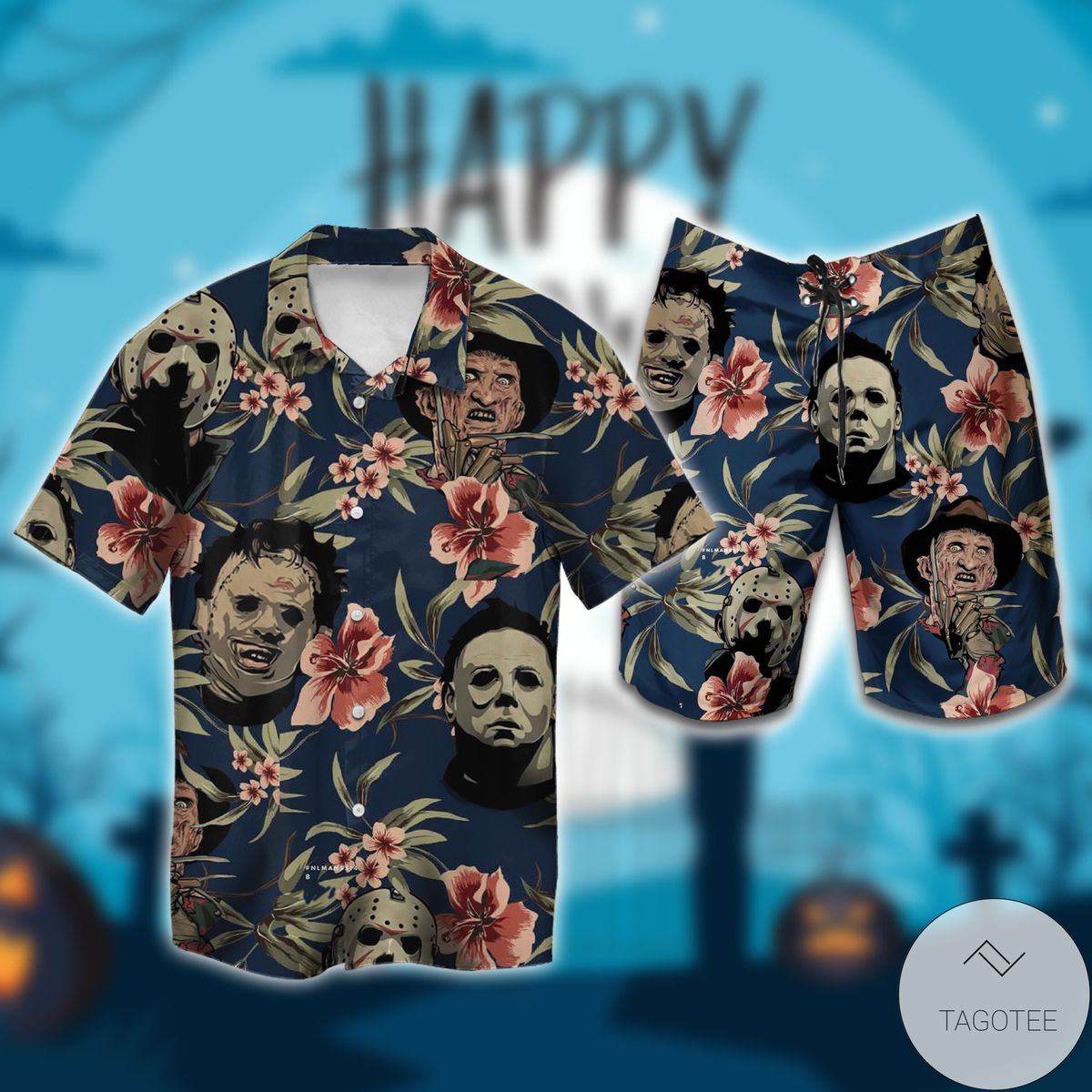 Halloween Michael Myers Jason Voorhees Freddy Krueger Leatherface Hawaiian Shirt