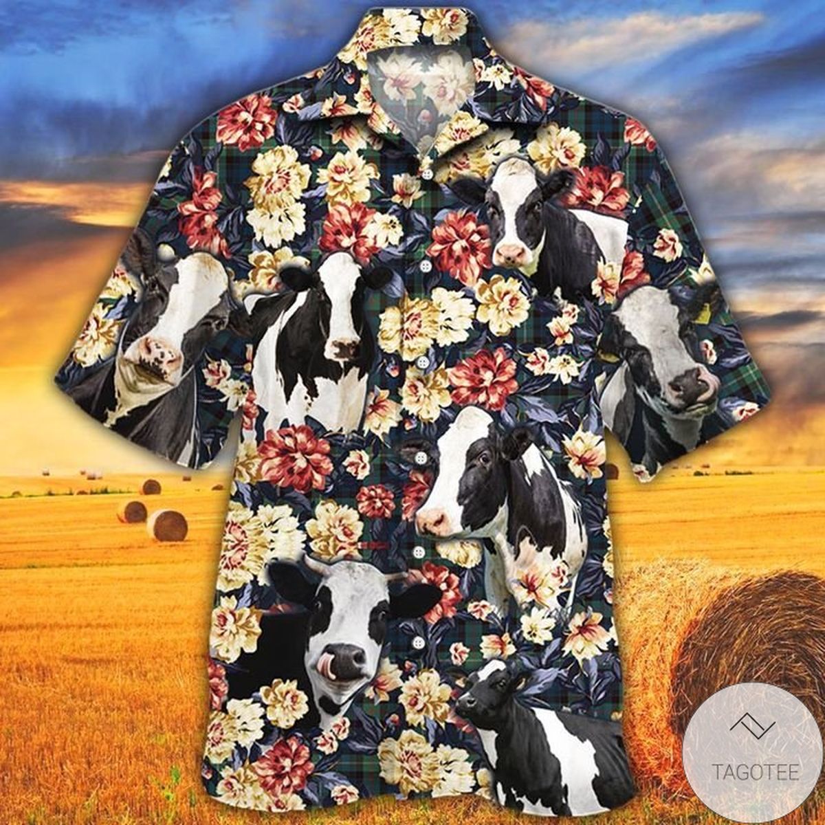 Holstein Friesian Cattle Lovers Green Plaid Pattern Hawaiian Shirt