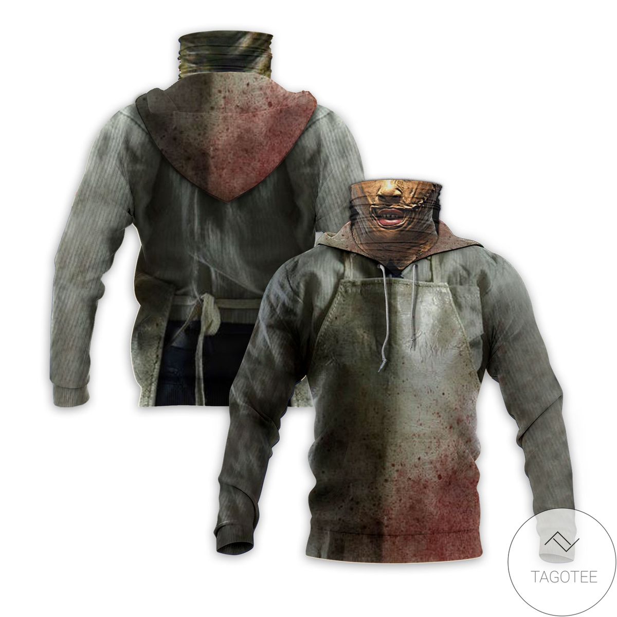 Leather Face Horror Movie Halloween Mask Hoodie