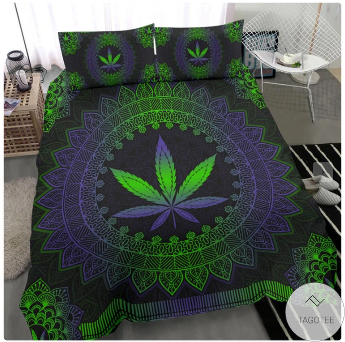 Mandala Leaf Weed Bedding Set