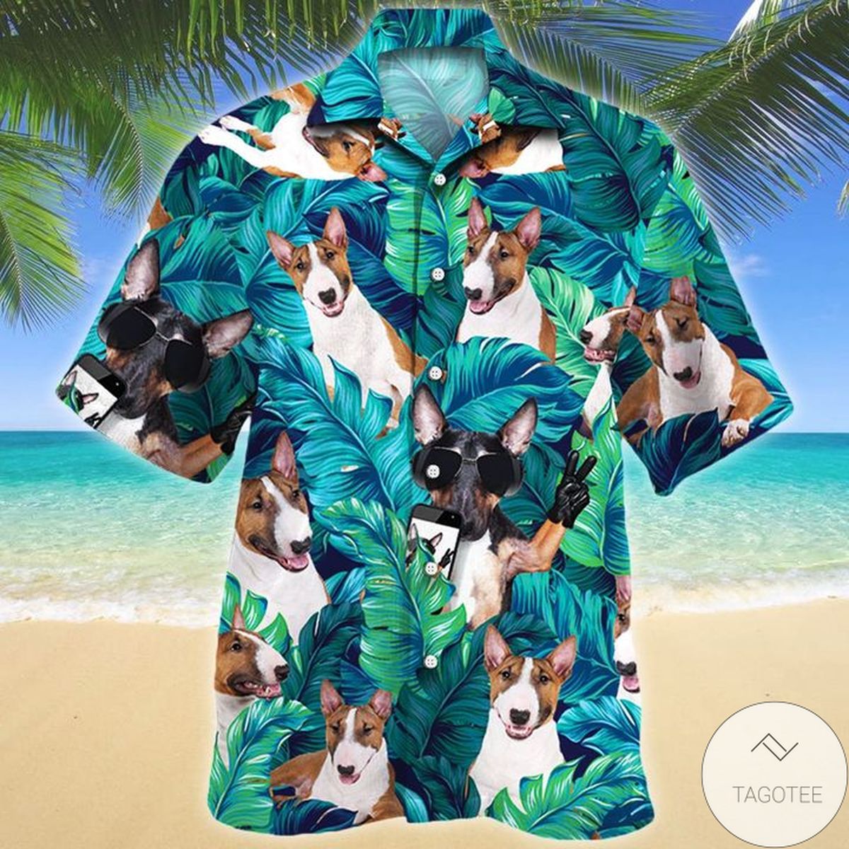Miniature Bull Terrier Dog Lovers Hawaiian Shirt