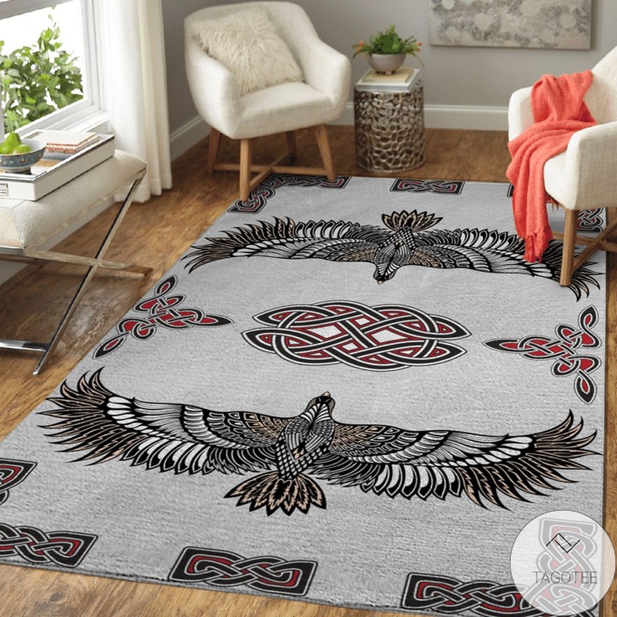 Norse Pattern And Raven Viking Area Rug