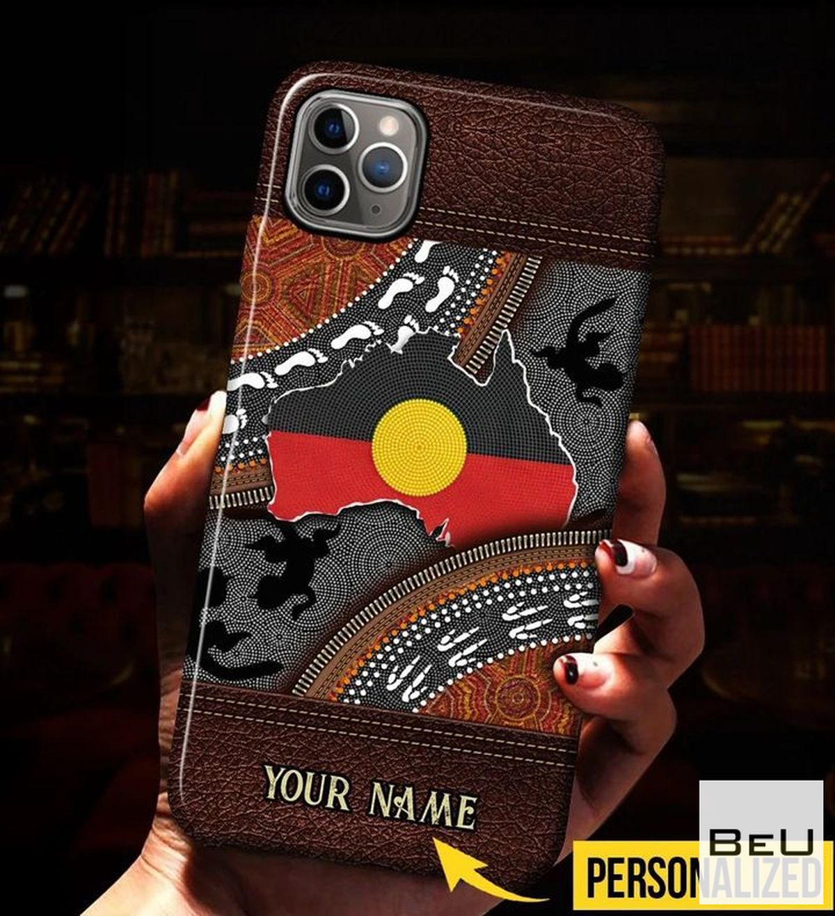Personalized Aboriginal Australian Leather Pattern Print Phone Case