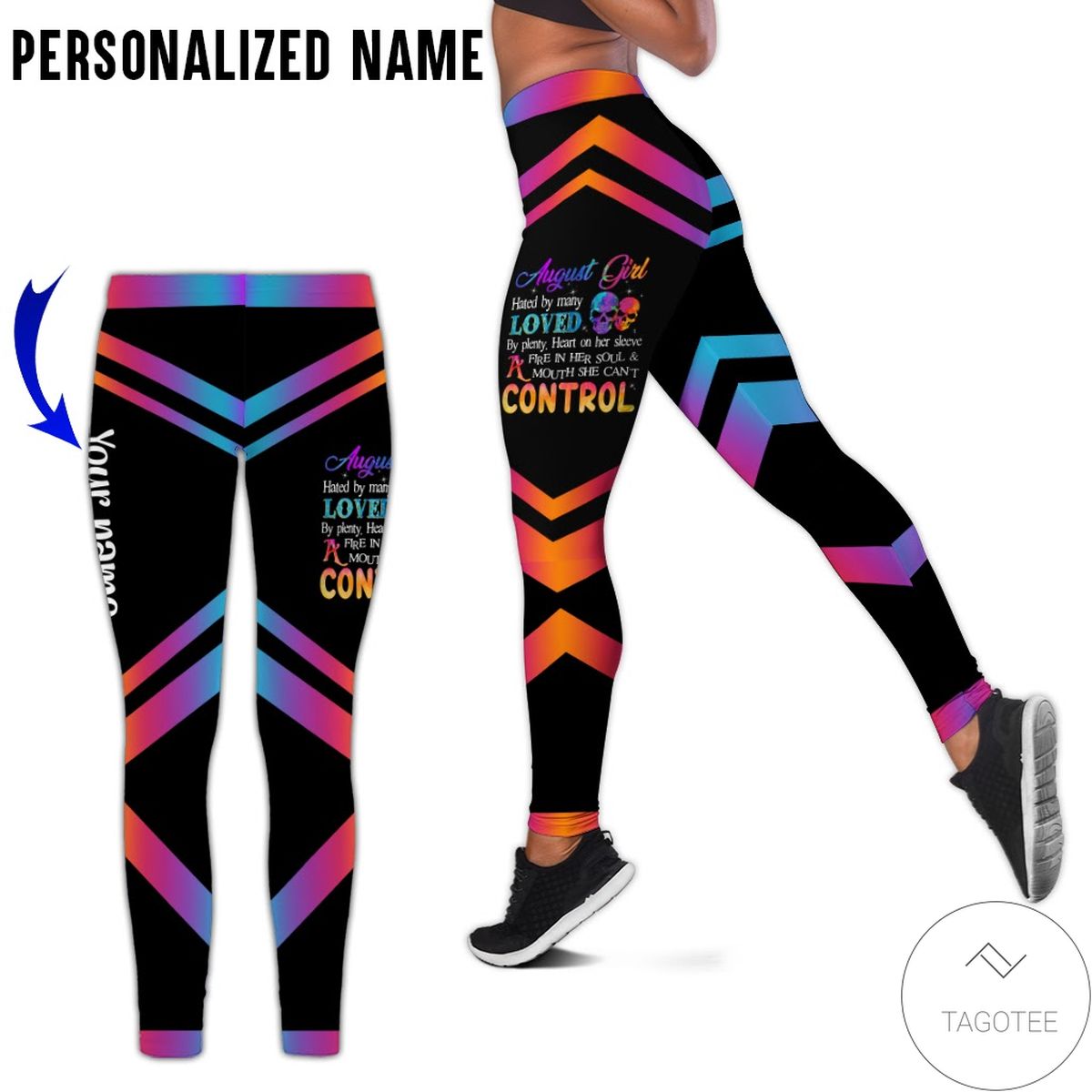 Personalized August Girl Hated By Many A Fire In Her Soul And Mouth She Can't Control Leggings