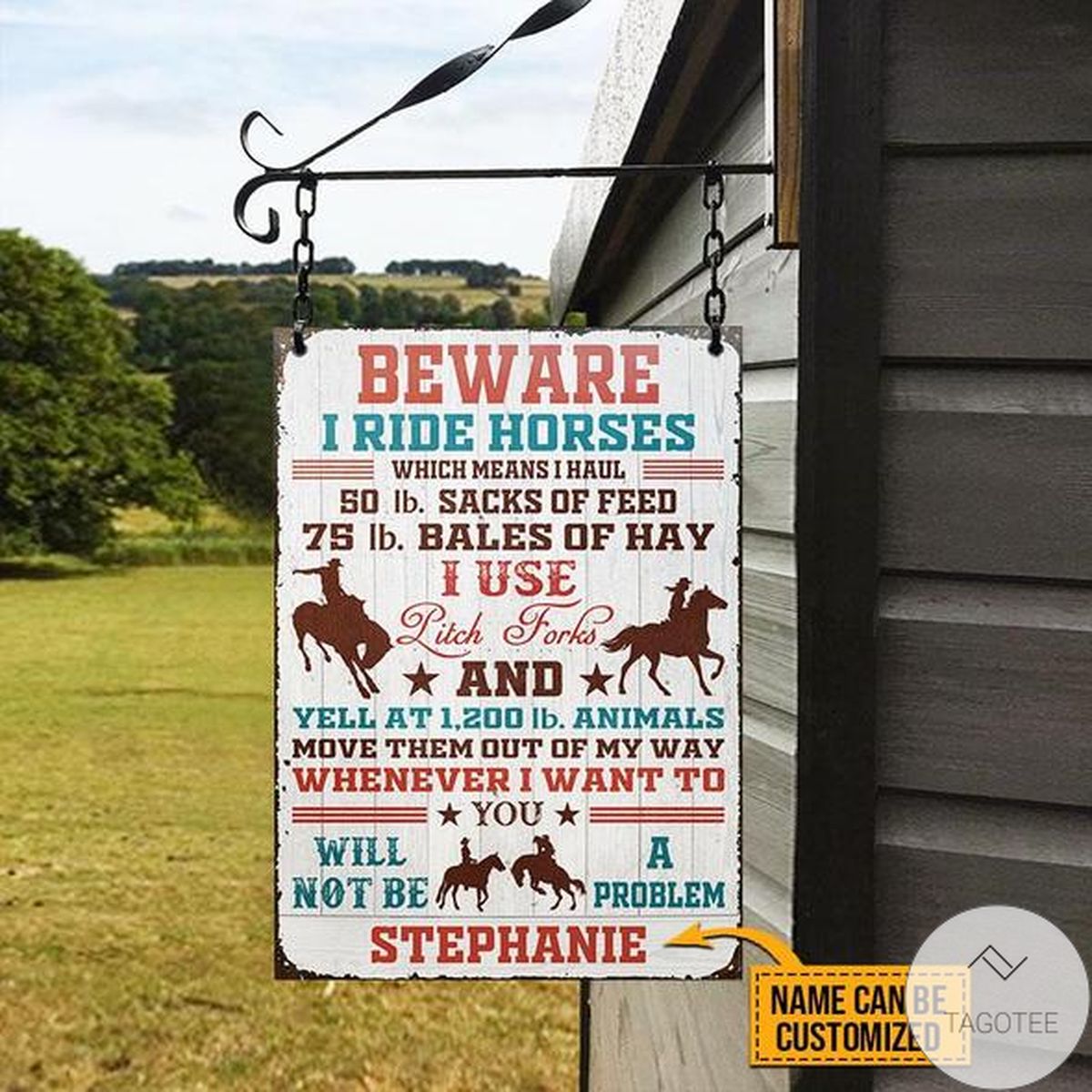 Personalized Beware I Ride Horses Classic Metal Signs